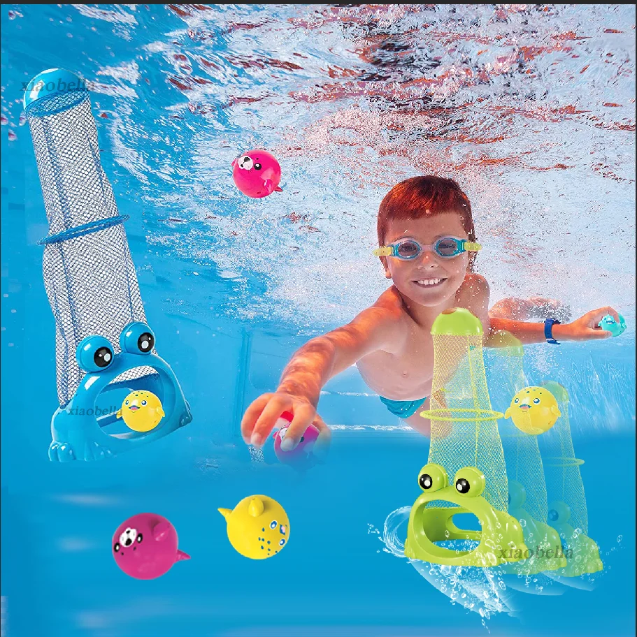 Summer Diving Training Toys Feed The Frog Game The Bottom Feeder Underwater Swimming Pool Dive Toys Bath Toys for Boys and Girls 2