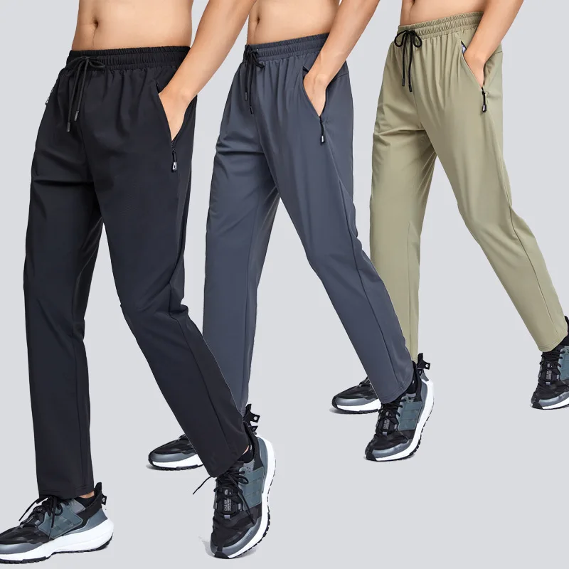 Men's Trousers Spring Summer Casual Solid Breathable Slim Straight Pants Male Joggers Thin Quick Dry Sweatpants Sports Pants