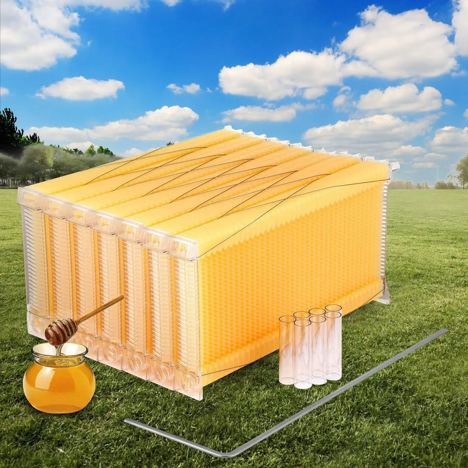 Self-flowing honey hive foundation plastic bee spleen extraction 7PCS beekeeping tools