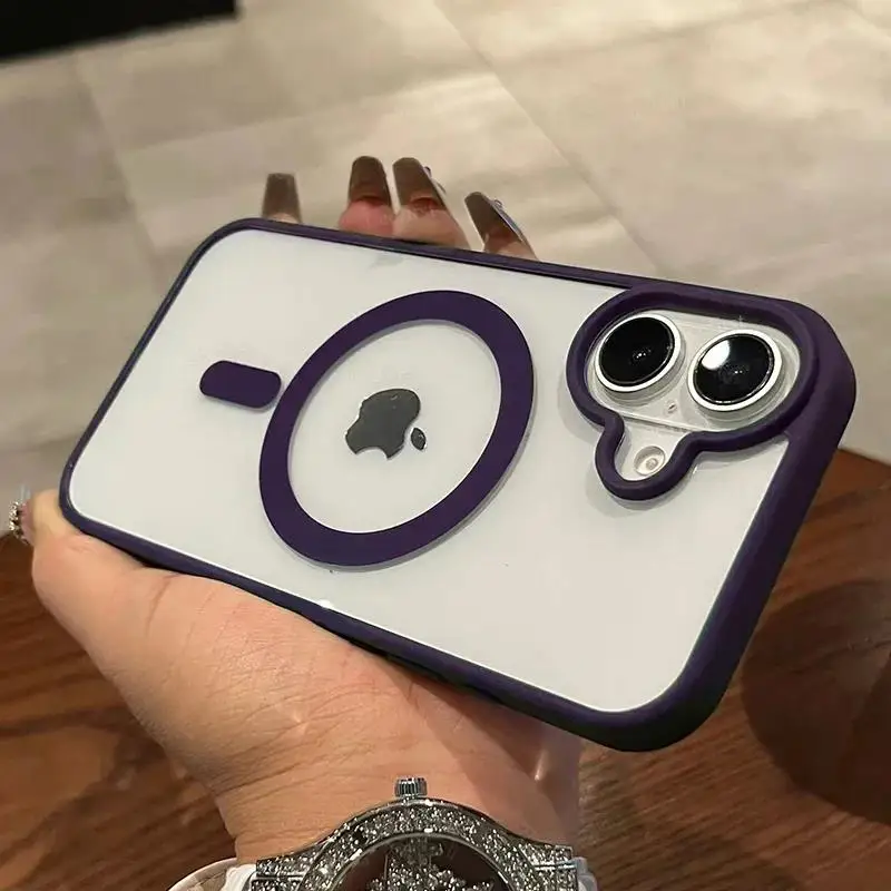 Luxury Pink Acrylic Magnetic Clear Case with Magsafe Wireless Charging Compatibility