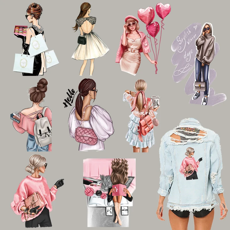 Fashon 여자 패치 청바지에 스티커 Diy Appliqued 비닐 탑 열 전달 스트라이프 패치 옷에 대 한 후드에 철
