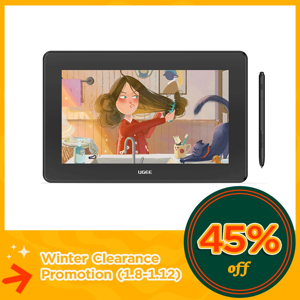 

UGEE U1200 Digital Tablet Monitor, 12'' FHD Screen Graphic Tablets with Stylus, 127%sRGB 5080lpi for Child/Kids Fit Android/IOS