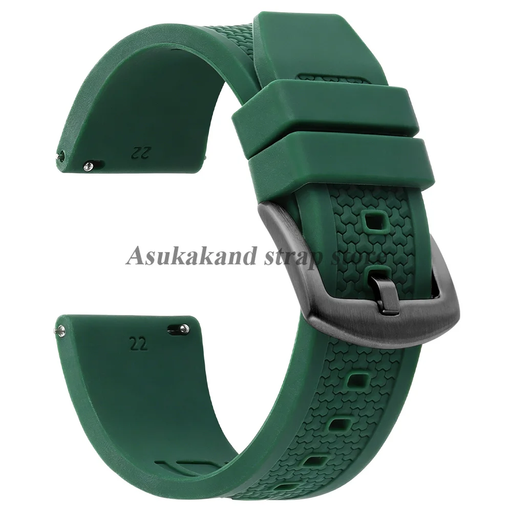 Enhanced Silicone Sport Watch Band with Quick Release - Men's Rubber Bracelet