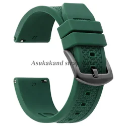 Enhanced Silicone Sport Watch Band with Quick Release - Men's Rubber Bracelet - 22mm (Green - Black)