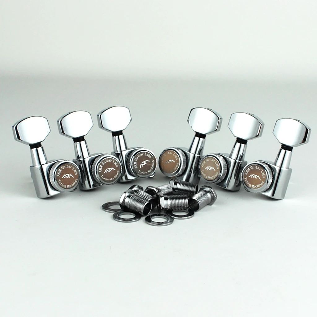 Premium Black Locking Guitar Tuners/String Pegs - Set of 6, Made in Korea