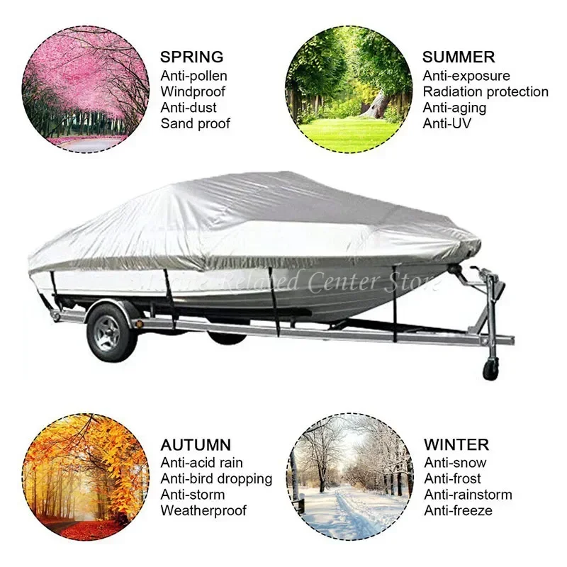 210D 11-22FT Fabric Trailerable Boat Cover Waterproof Anti-UV Protector Fishing Speedboat V-shape Canvas For Boat Cover Tent