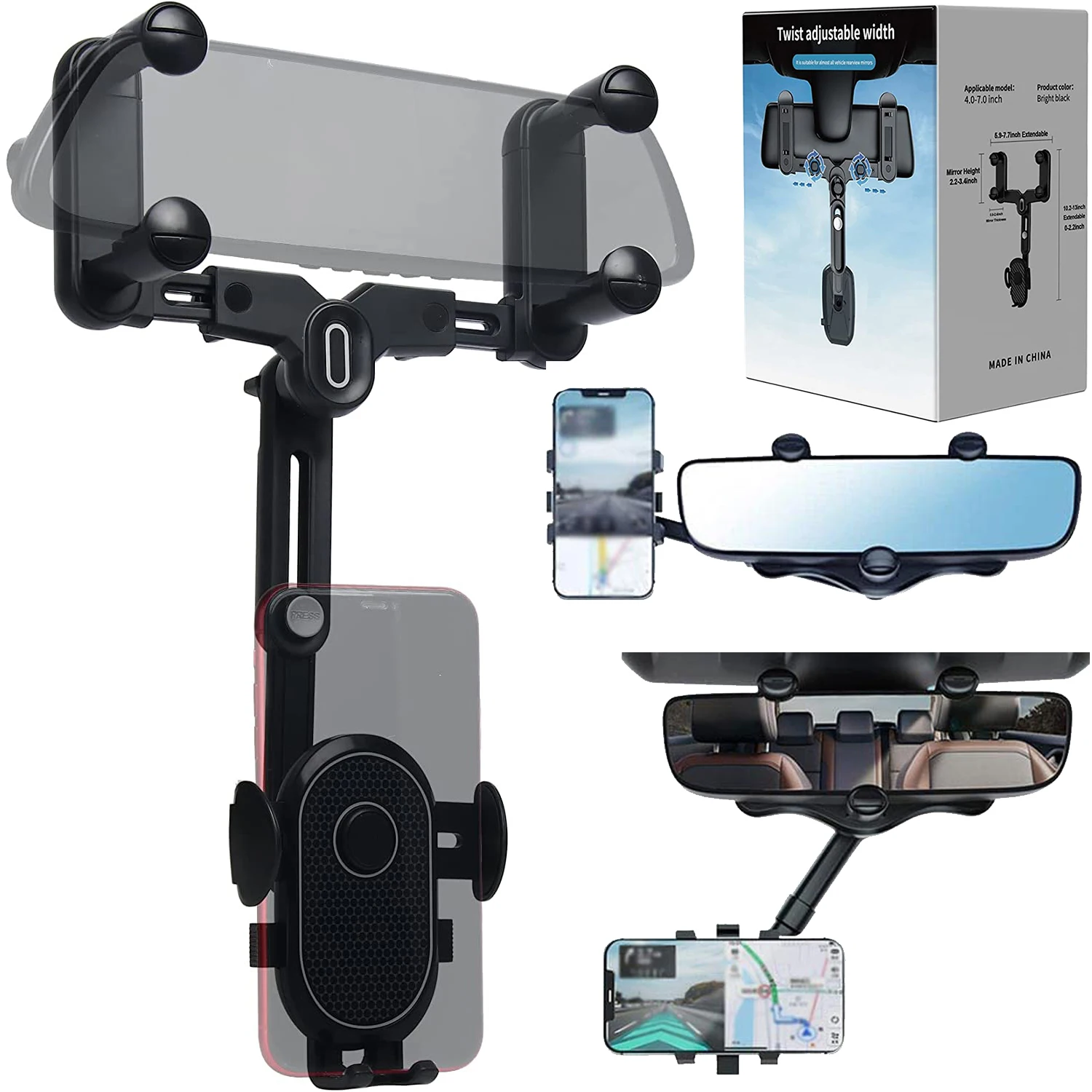 PhoneMountforCarMultifunctionalRearViewMirrorPhoneHolder360