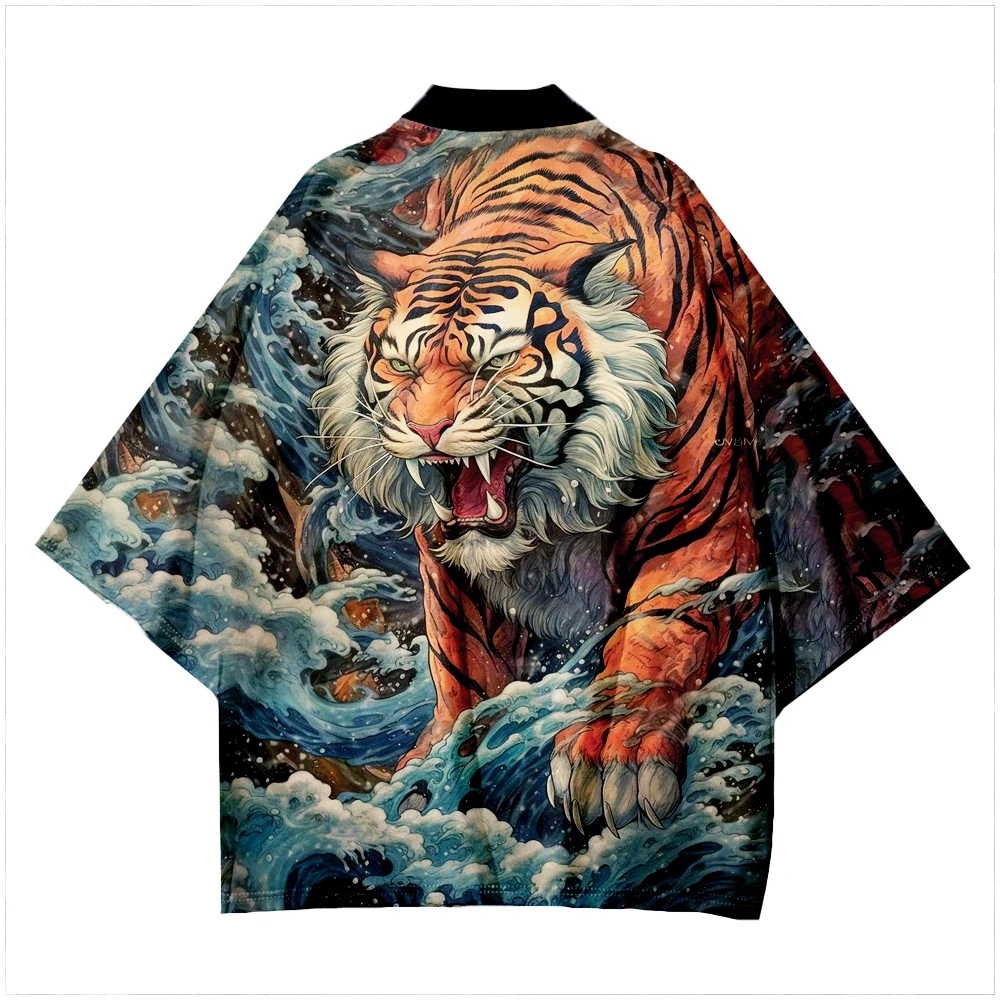 Japanese Classic Tiger Graphic Women Kimono Asian Clothes Kimonos Men's Cardigan Japan Unisex Fashion Haori Yukata New