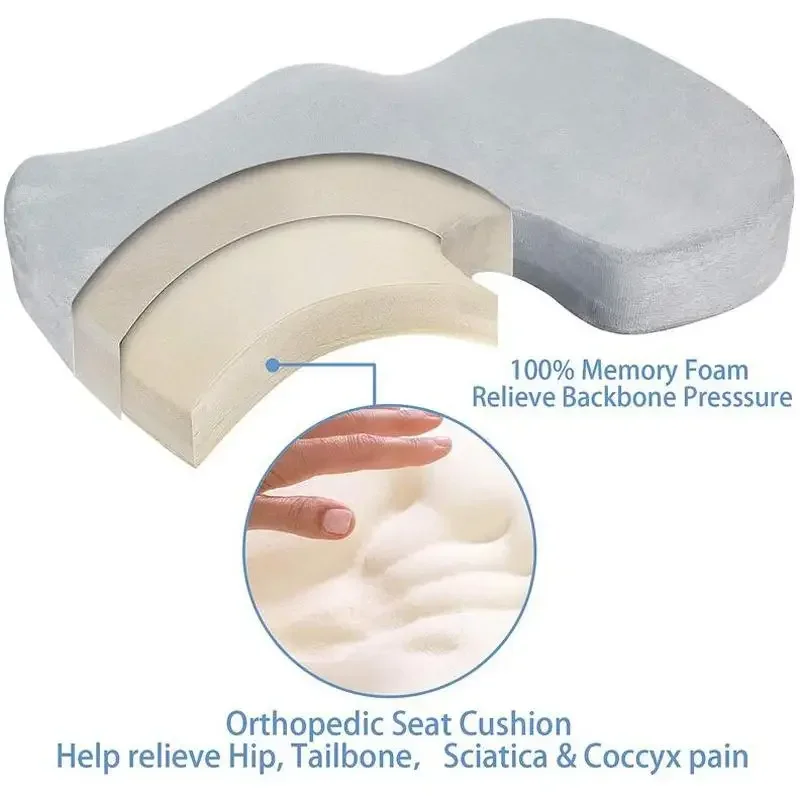 Bamboo Fiber Orthopedic Memory Foam Cushion for Sedentary Back Pain Relief Cushion Comfort Office Chair Car Seat Waist Pillow 4