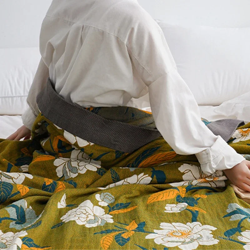 Thin Air-Conditioning Quilt for Adult and Children Five-layer Gauze Towel Bedspread Office Household Sofa Blanket Summer Bedding