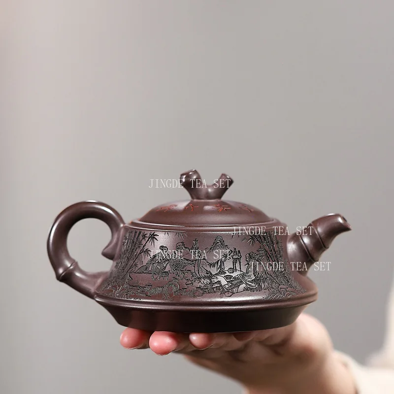 Authentic Yixing Purple Clay tea pots High Stone scoop Teapot beauty kettle Raw ore Handmade Boutique Tea set Tie Guanyin 200ml