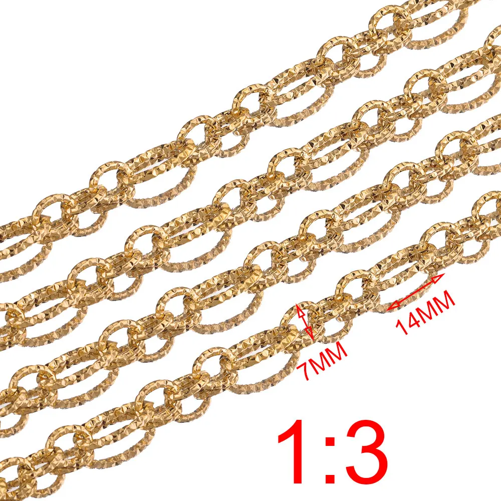 1 Meter 8*4mm Stainless Steel Oval Embossing Curb Chain Roll Cuban Link Gold  Chains