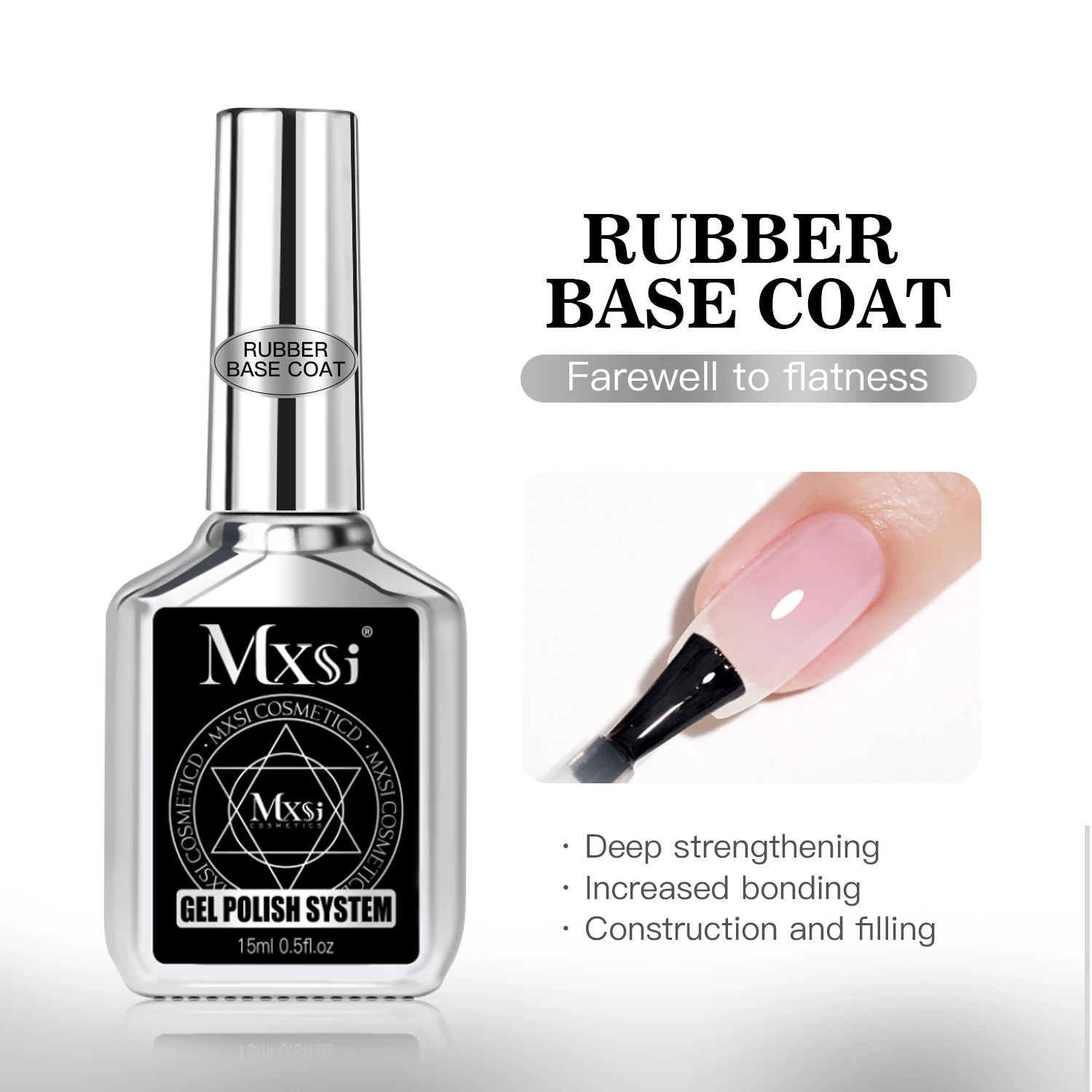 MXSI 15ml Tempered Top Coat Bright Effect Long Wear Color Natural Base Coat Nail Gel Polish High Quality TopCoat Gel Varnish 6