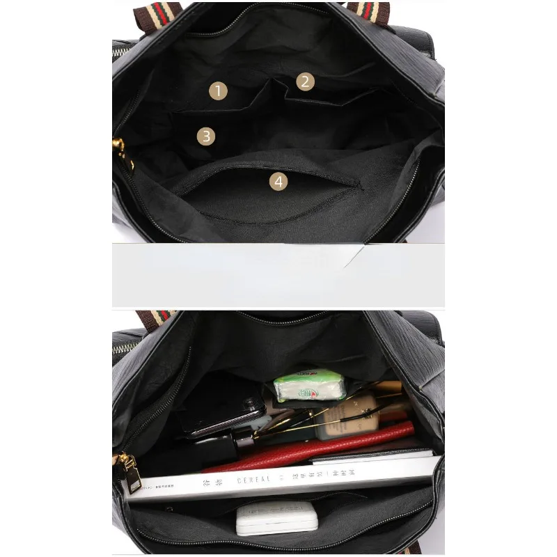 2023 New Large Capacity Soft Leather Handheld Tote Bag Fashion Retro Versatile Women's One Shoulder Diagonal Straddle Bag