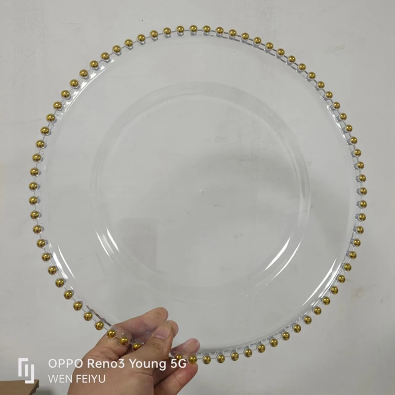Clear Charger Plates with Beaded Rim Plastic Round Charger Plates