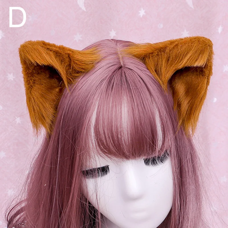 Cat Ears Fashion Sweet Lovely Furry Animal Beast Ear Hair Clips Anime Lolita Wolf Cat Ears Cosplay Plush Halloween Furry Costume Anime Hair Accessories Game Cosplay Props Anime Ear Clips