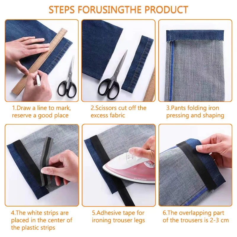 TRGGBH Self-Adhesive Hem Tape for Edge Shorten Pants Curtains Dress Jeans  Clothes, No Sew No Iron Hemming Tape, Iron on Fabric Sewing Tape Adhesive