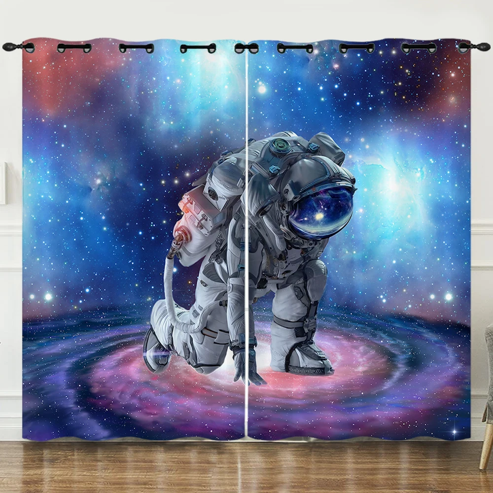 

Astronaut Curtain for Bedroom Outer Space Galaxy Curtain for Kids Boys Teens Cool Cosmonaut Spaceman Thermal Curtain Cortinas