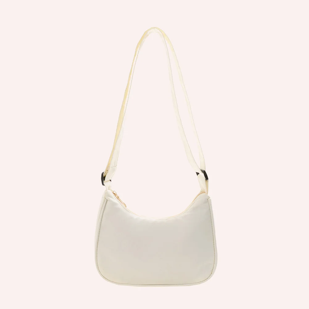 Women Shoulder Bag Nylon Crescent Shape Underarm Bag Mobile Phone Messenger Bag Daily Clutch for Outdoor Shopping