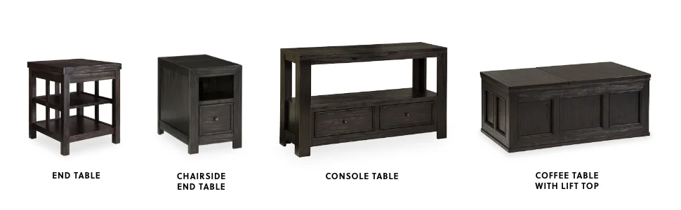 end table chairside console sofa coffee cocktail lift-top lift top dark wood black gray grey wash 