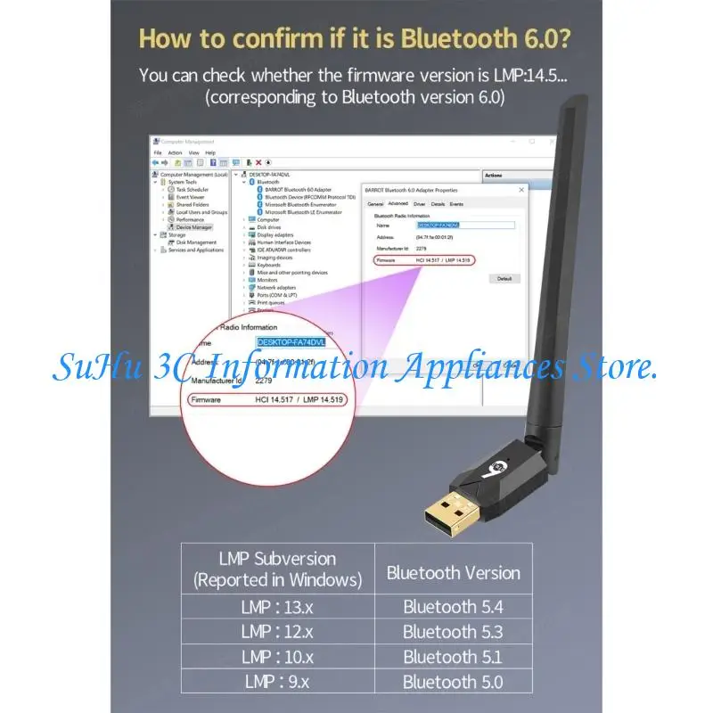 연결성 향상을 위한 2모드 지원을 갖춘 데스크탑 컴퓨터용 플러그 앤 플레이 호환 6.0 USB 동글 어댑터