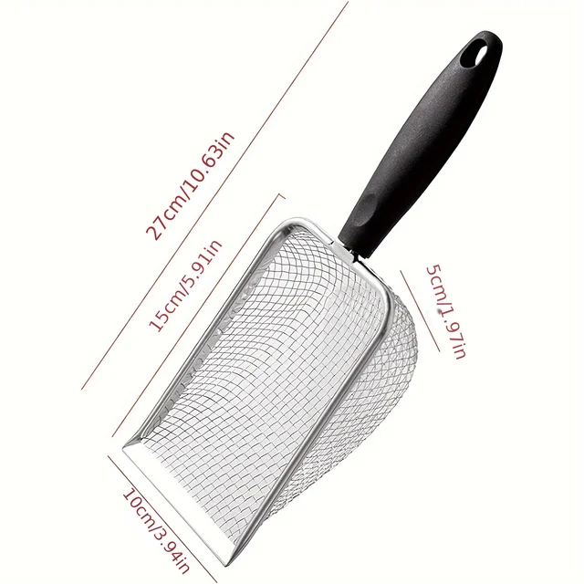 1pc Sturdy Stainless Steel Cat Litter Scoop - Rust-Resistant Durable Poop Shovel with Superior Filtration for Fine Sand Litter 2