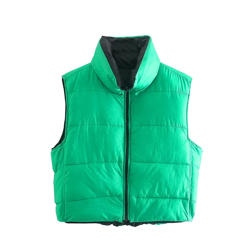 

Women's Vest Parkas Jackets Coat Zipper Sleeveless Cropped Tops Female Warm Outwear Fashion Streetwear Waistcoat Woman Jacket