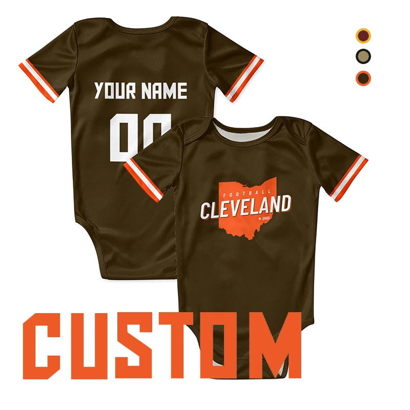 American Football Fans Newborn Clothes Baby Romper Sublimation Blanks Brown Rugby Playsuit New Born Overalls Infant Wear