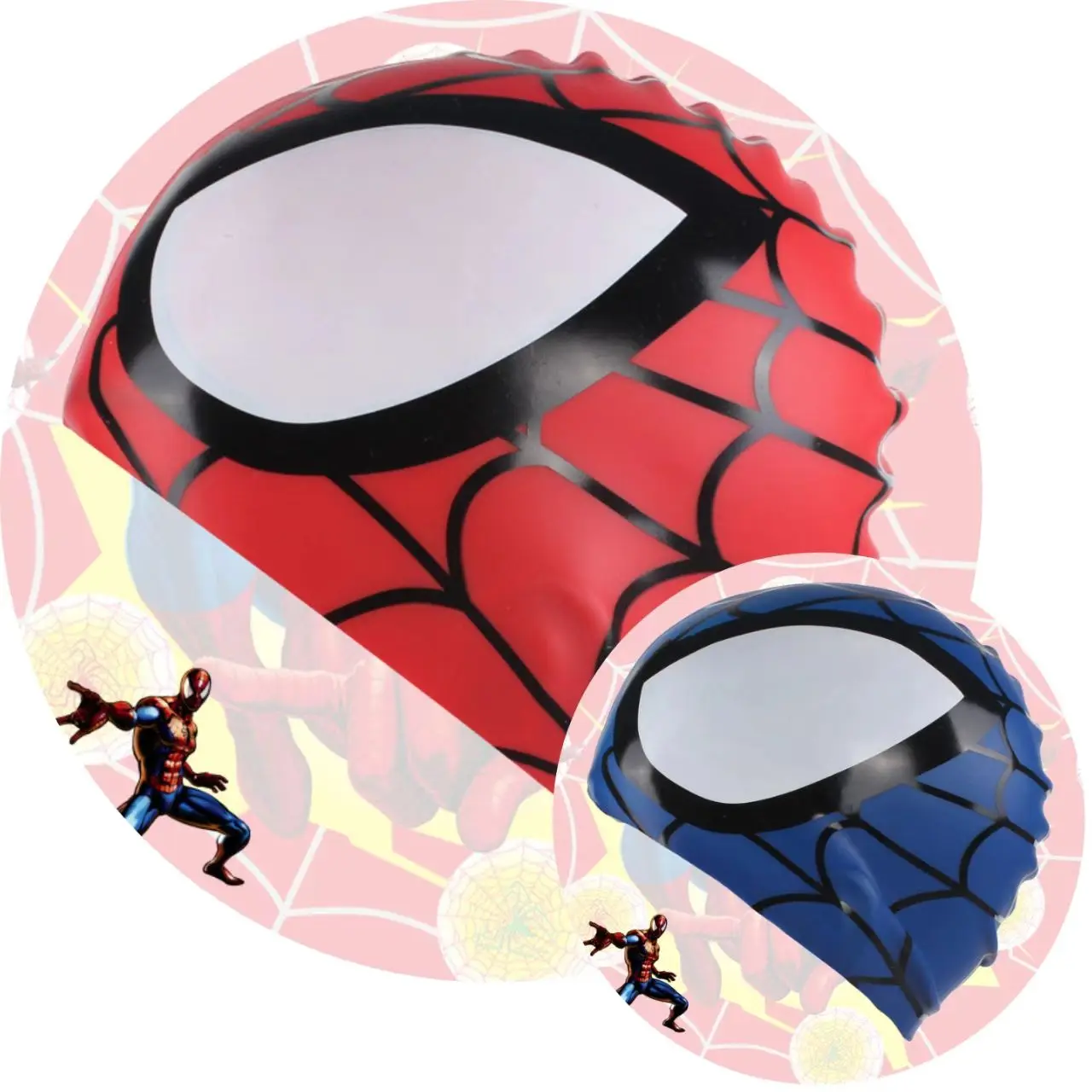 Disney Spider-Man Kids Swim Cap Comfortable Elastic Silicone Swim Cap Cute Cartoon Design Girls & Boys Kawaii Gift