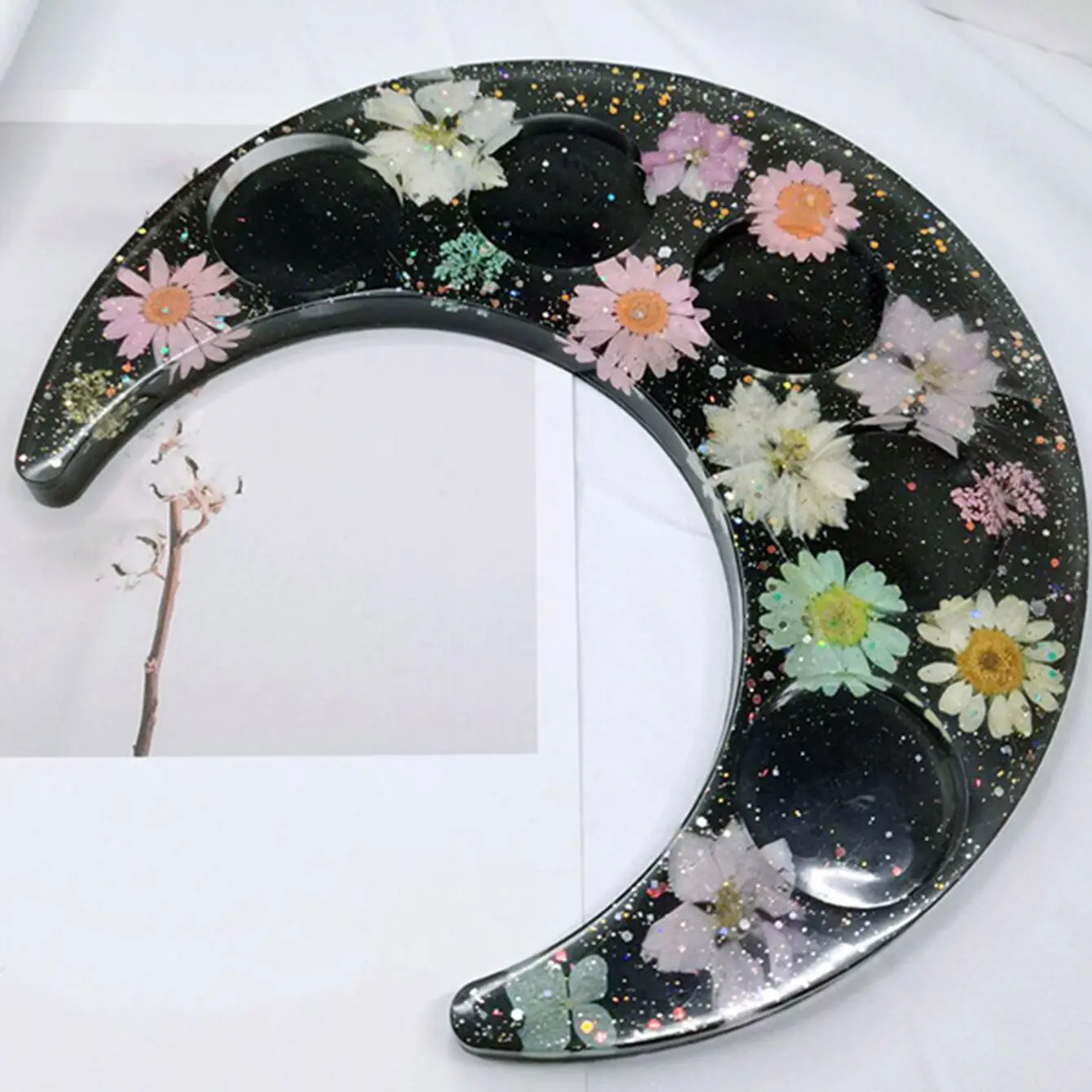 Moon Shape Wine Glass Tray Mold Candlestick Silicone Molds DIY Crystal Epoxy Resin Mould Ceramic Clay Casting Mold Home Decor