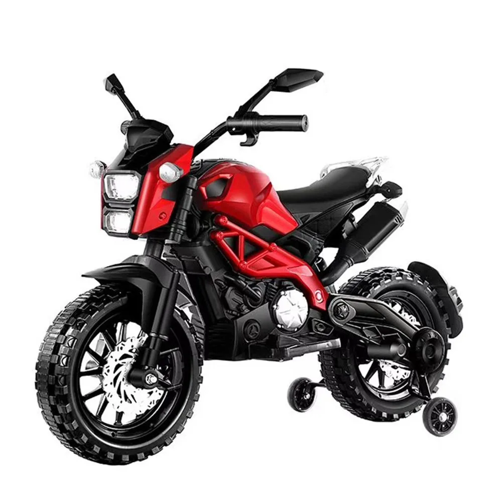 Electric Motorcycle for Kids,12V Electric Dirt Bike with Training Wheels, Ride on Motorcycle for 3~6 years Boys Girls gift