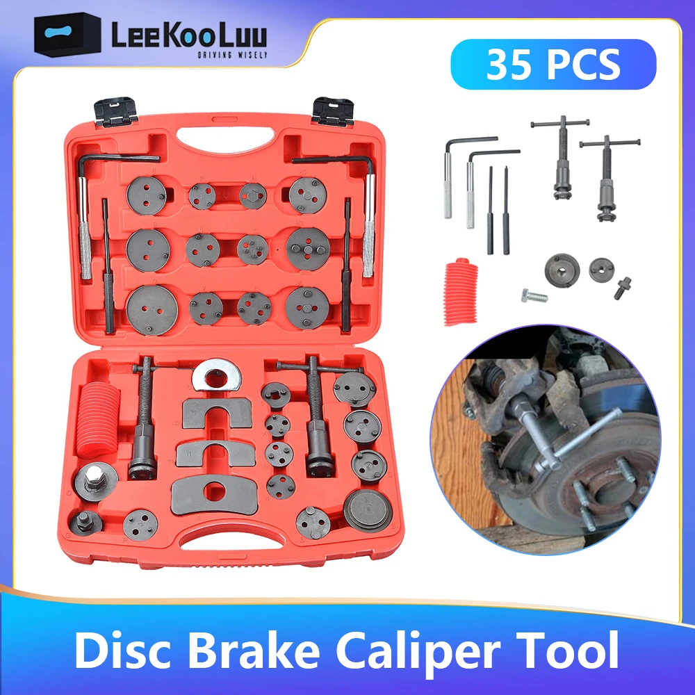 LeeKooLuu 35Pcs Universal Car Truck Disc Brake Caliper Piston Rewind Wind Back Tool Kit for Brake Pad Replacement
