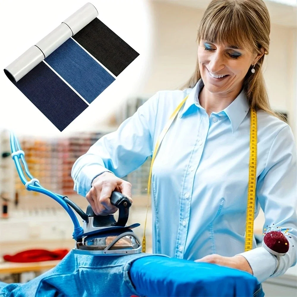 3/Rolls Jean Iron-On Patches 8 x 50 cm Repair Patches Clothing Self-Adhesive for Children Adults