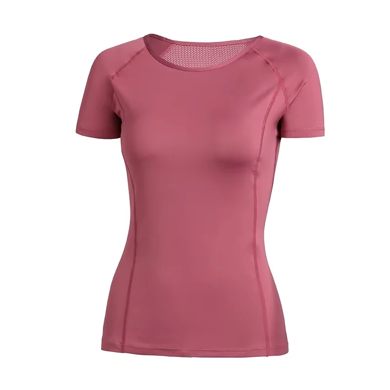 Abbigliamento sportivo da donna per fitness, corsa, jogging, maglietta sportiva da palestra a maniche corte senza cuciture, top da yoga, top da allenamento femminile, t-shirt - immagine 6