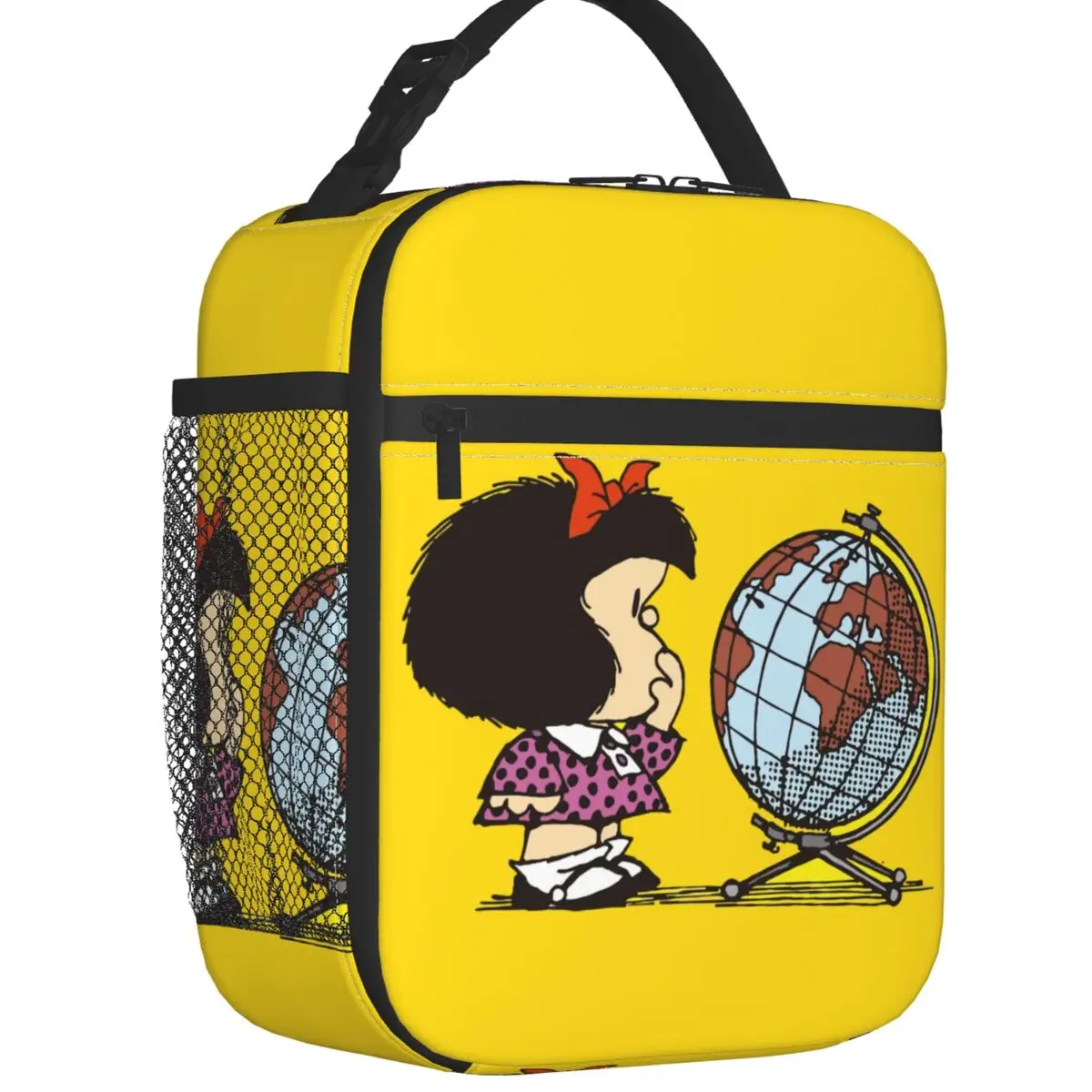 

Funny Mafalda Anime Thermal Insulated Lunch Bags Women Comic Cartoon Portable Lunch Container for School Multifunction Food Box