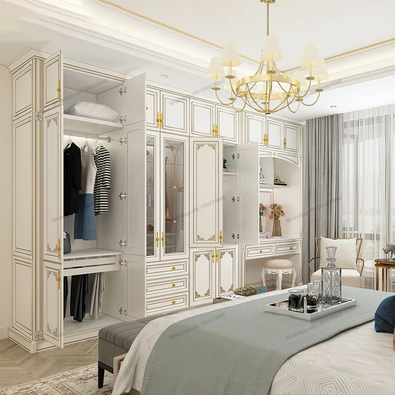 overall cloakroom, European American style, new Chinese style bedroom furniture, wardrobe, whole house lig