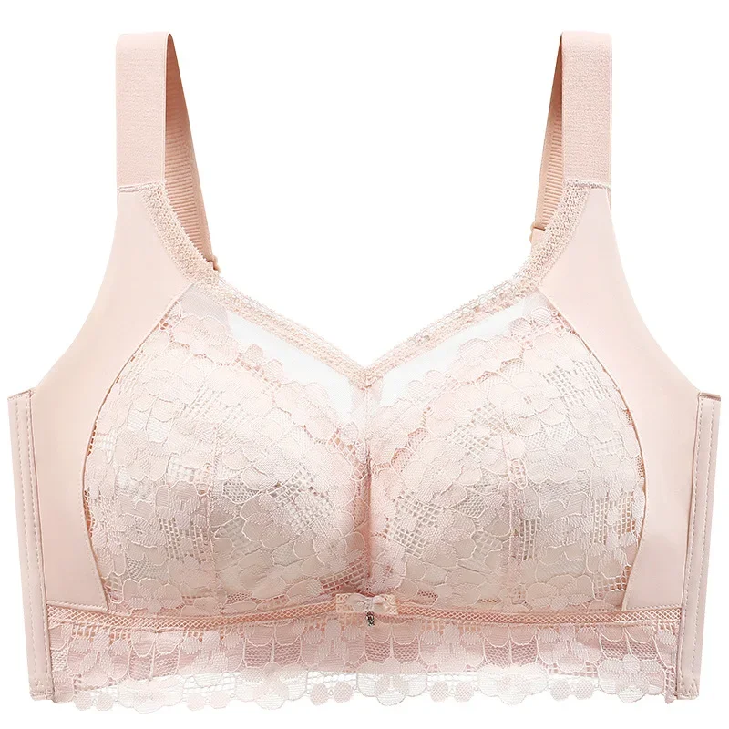 New Large Size Full Cup Wireless Adjustable Chest Bra Big Chest Show Small Super Thin Sponge-Free Push up Underwear