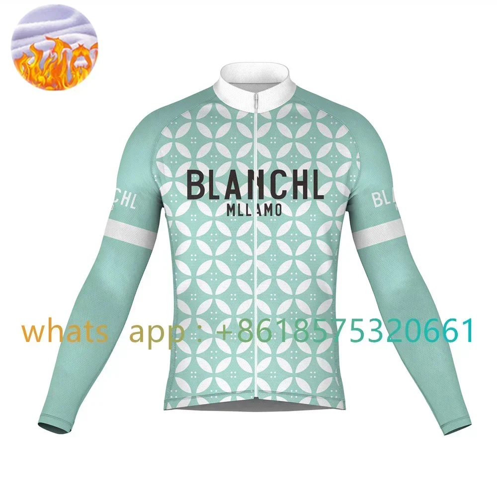 BlANCHl MllANO NEW PERTICARA Long Sleeve Winter Cycling Jersey Celeste