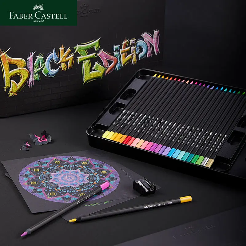 Faber-Castell 48/72 Colors Black Colouring Pencils Super Soft Lead Brilliant Colour Pencils Break-resistant Extra Smooth Laydown faber castell 48 72 colors black colouring pencils super soft lead brilliant colour pencils break resistant extra smooth laydown