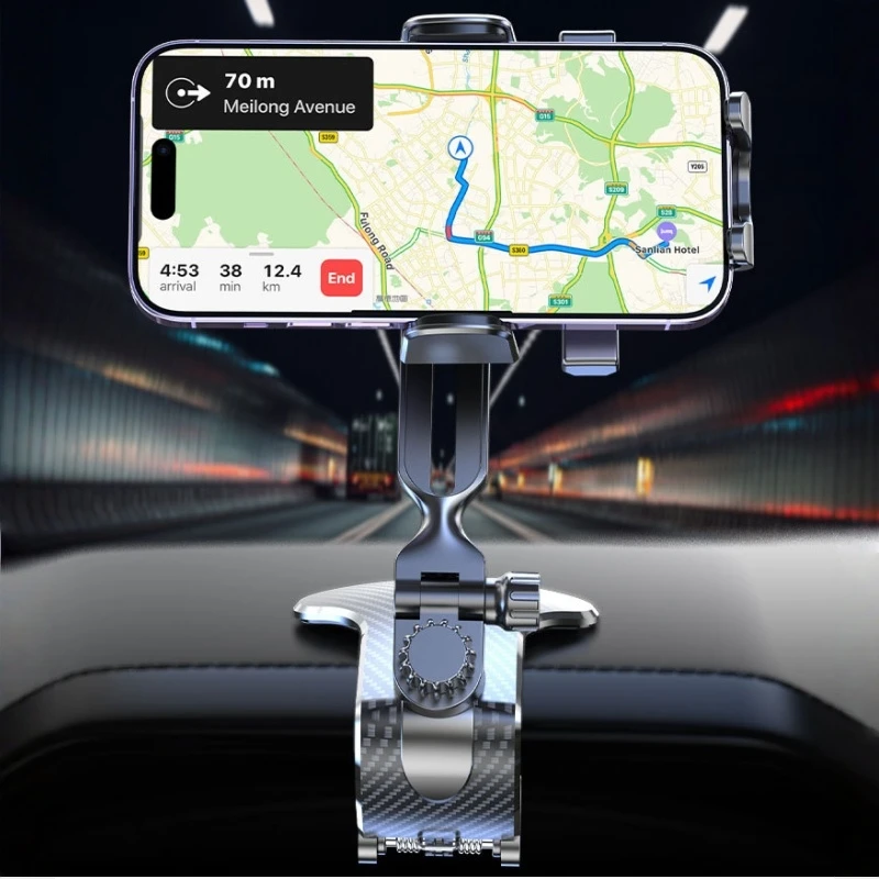Premium Car Phone Mount - Shockproof, Non-Slip, 360° Rotation, Carbon Fiber Finish