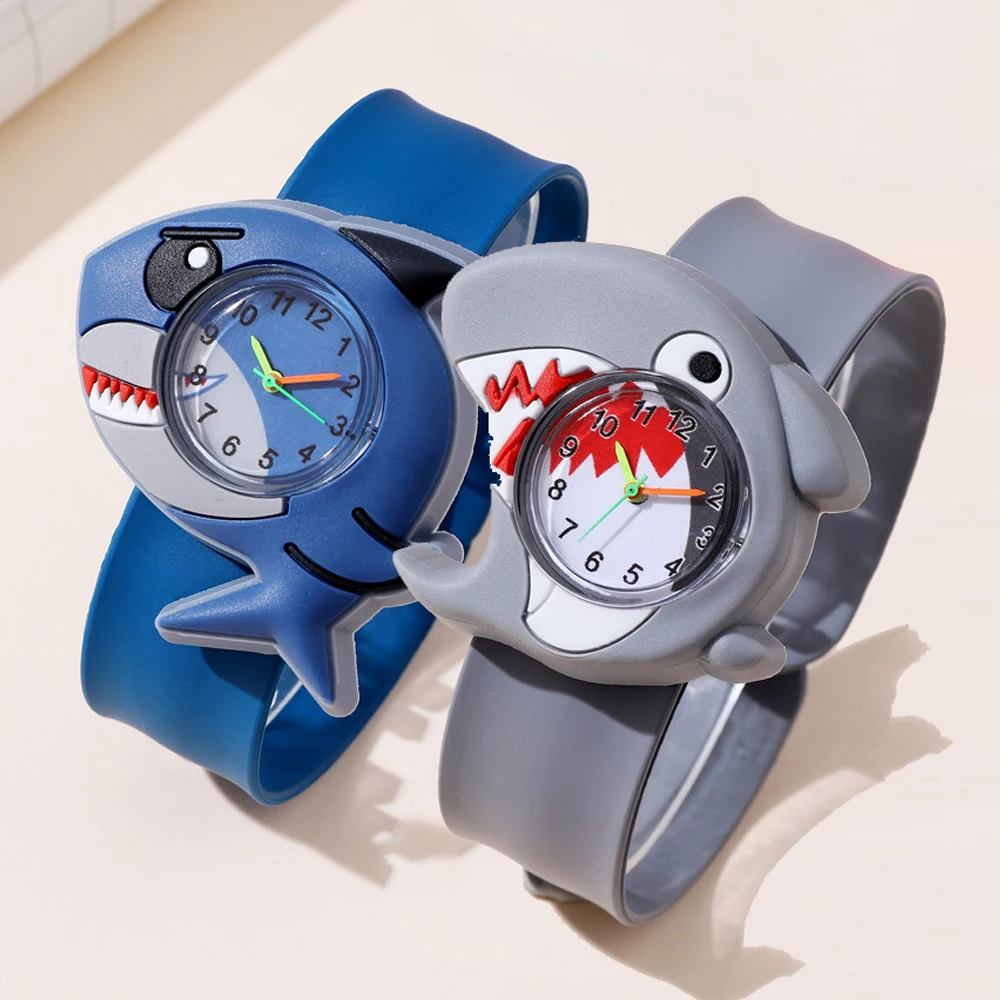 Cartoon Children Watches Baby Study Time Toy Bracelet Kids Slap Watch for Boys Girls Birthday Gift Clock （Free Stickers Battery） 2
