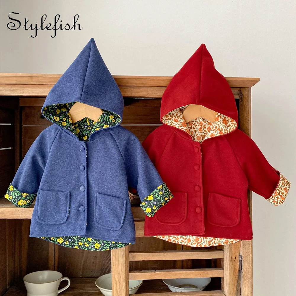 winterclothesbabycoatBabysolidcolorhoodedcardigancottoncoat