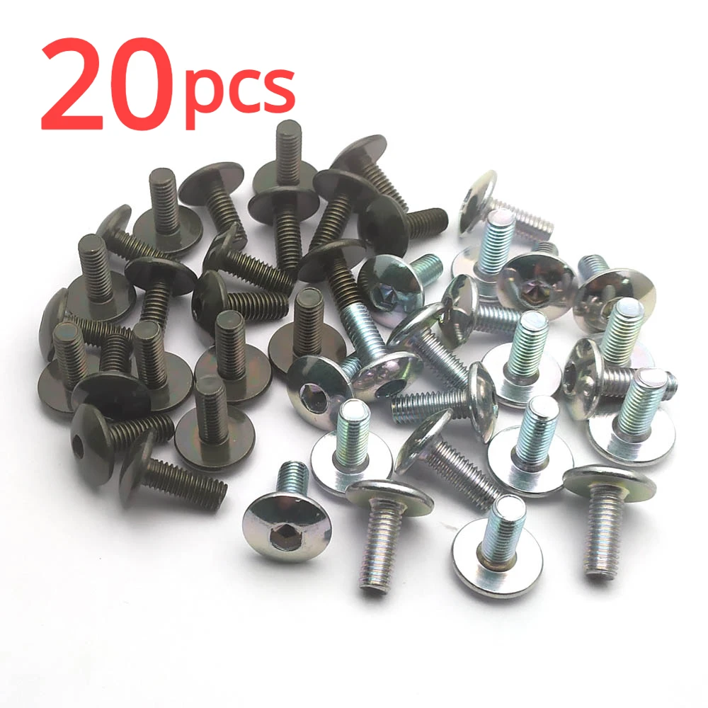 20pcs Big Flat Round Head Inner Hexagon Screw Bolt M6 6mm M6X16 for Motorcycle Scooter ATV Moped Plastic Cover