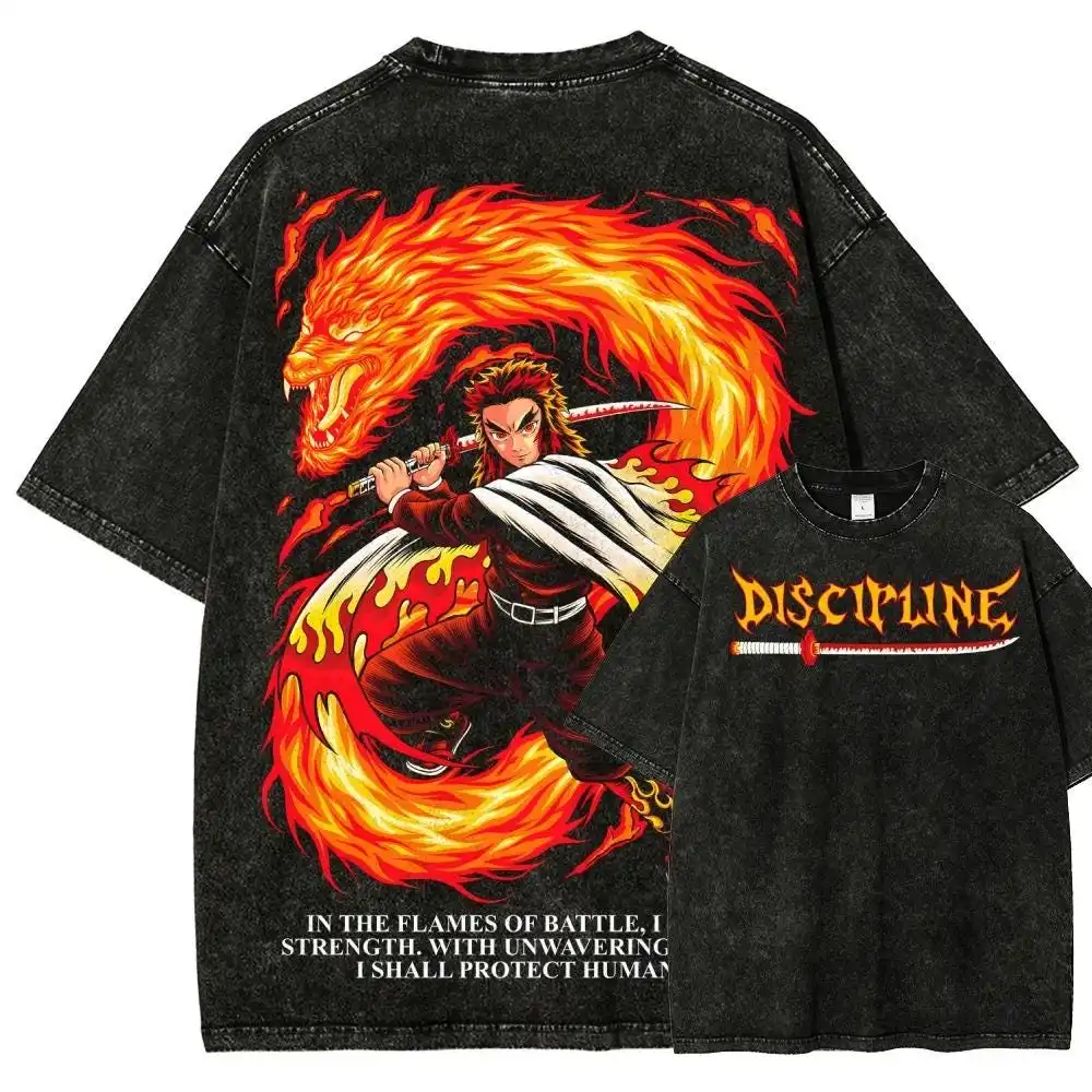 Vintage Wash Aesthetic Anime Graphic Tee, Otaku Gift Apparel