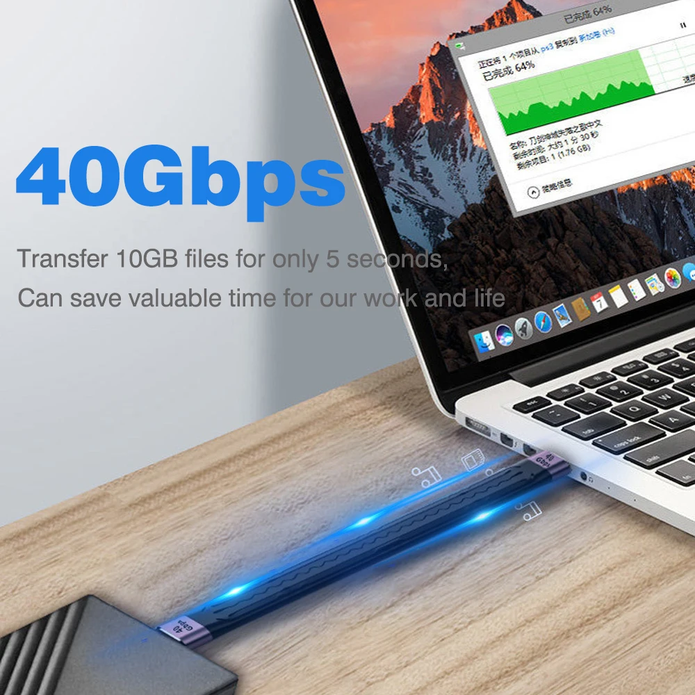 UGOURD USB4 유형 C 데이터 케이블 Thunderbolt 3/4 SSD iPhone 15 Pro Max 전원 은행용 40Gbps USB C 짧은 케이블 PD 100W 240W 8K