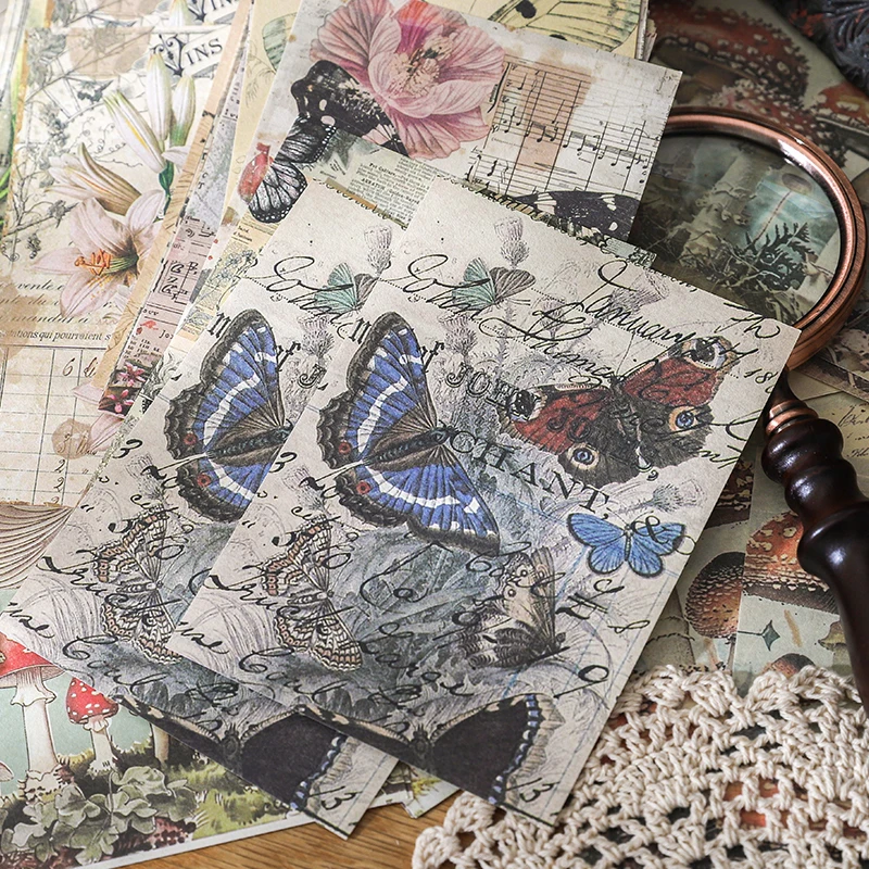 Yoofun 40sheets Memo Pads Material Paper Time Travel Junk Journal Scrapbooking Cards Retro Background Decoration Paper 4