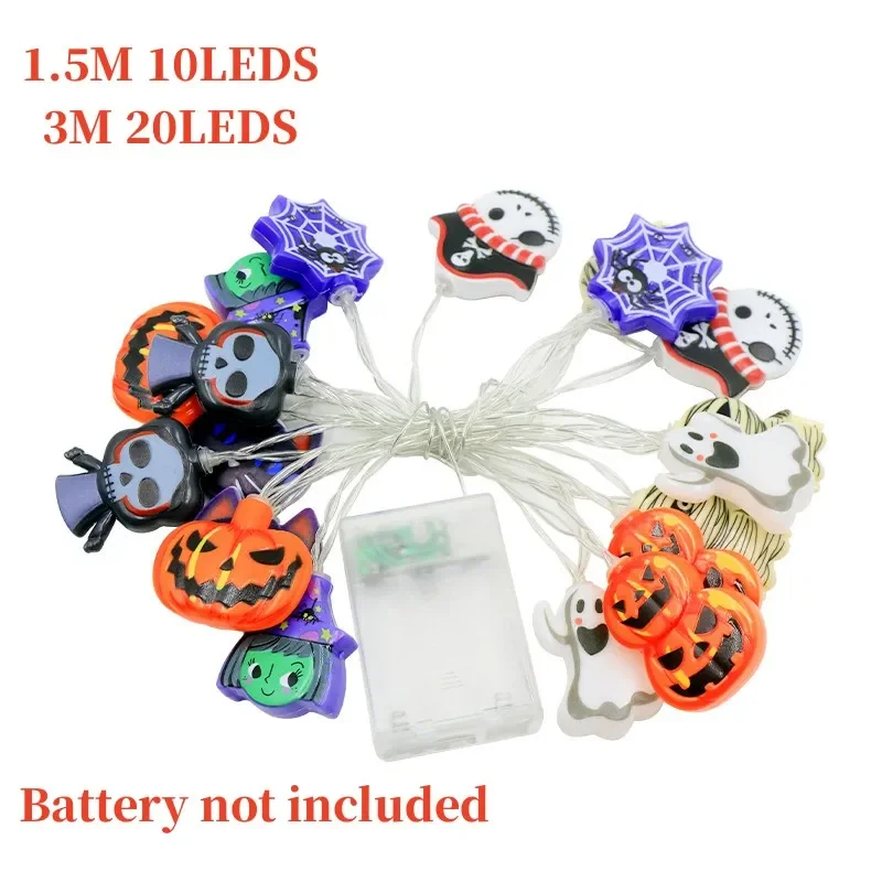 2024 Halloween Party LED String Lights Ghost Pumpkin Cat Spider Web Decor Night Light Halloween Indoor Outdoor Decoration Props 6