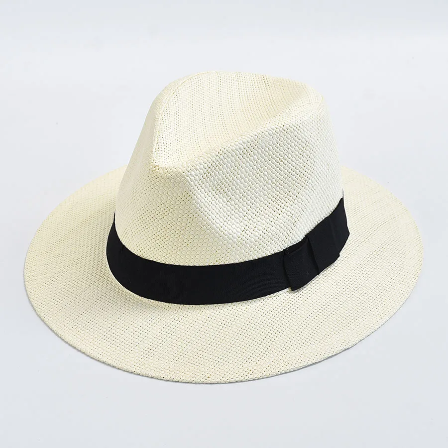 Summer Casual Straw Hats Women Men Panama Trilby Jazz Hat Outdoor UV Protection Beach Hat Bonnet