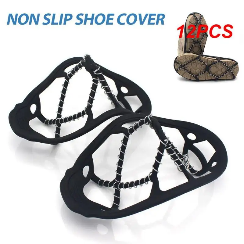 

12PCS Outdoor Ice Grips Cleats Crampons Winter Climbing Ice Crampons Anti-Skid Snow Ice Climbing Shoe Spikes Anti Slip Shoes