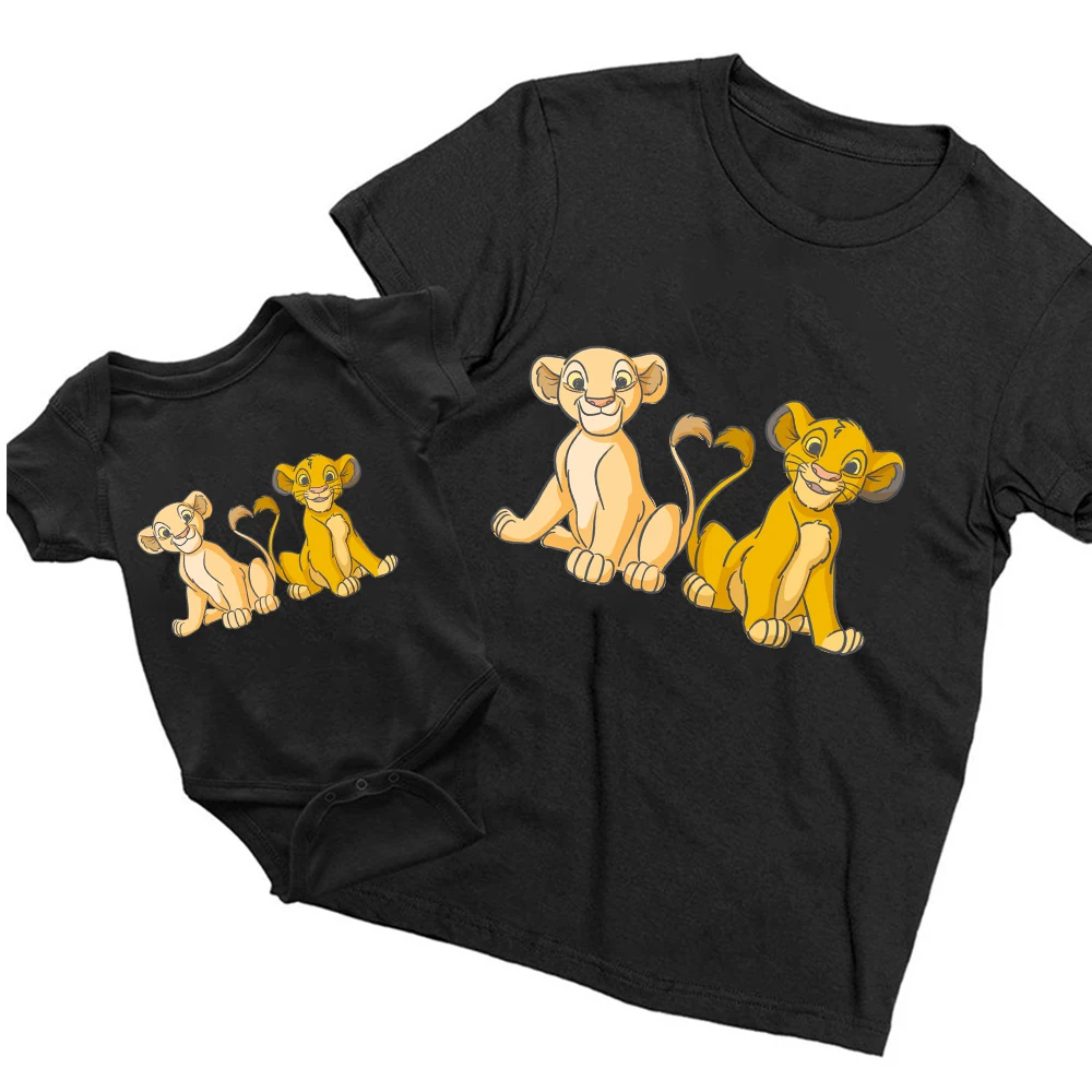 Aesthetic Fashion Lion King Simba Dream Tshirt Kids Short Sleeve Hip Hop Fashion Street Hipster Clothes Ropa Bebe Bodysuit family clothes set Family Matching Outfits